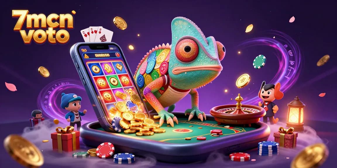 Engage in thrilling gameplay with the chameleon casino owner in 7mcn voto 3D illustration.