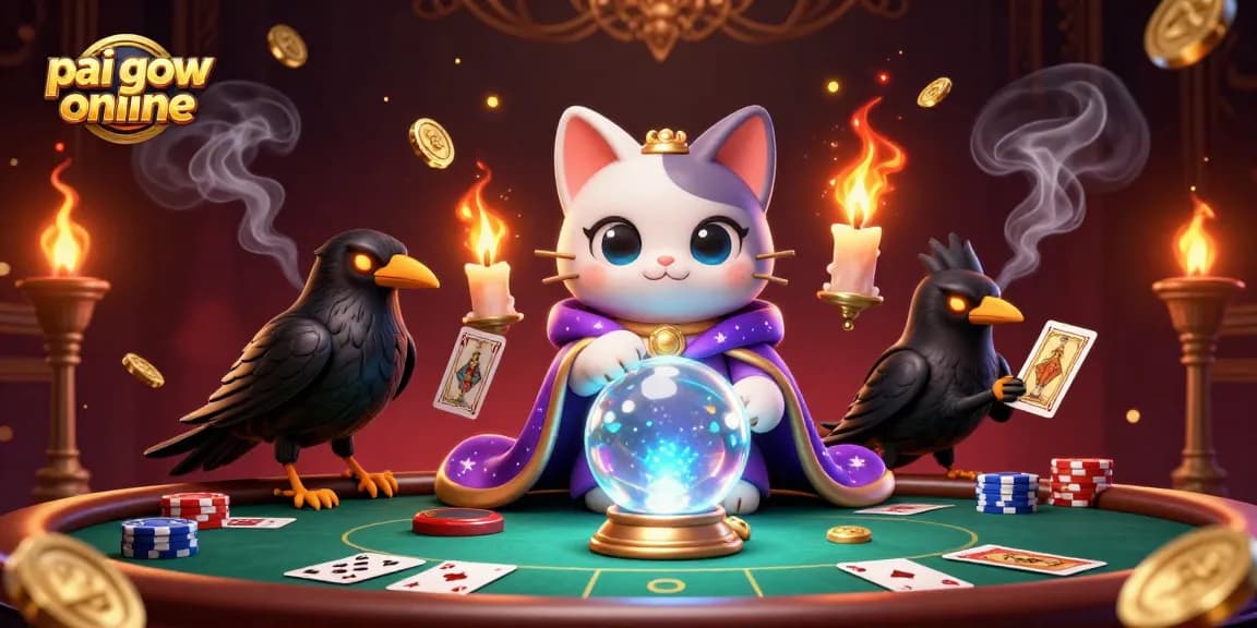 Experience action-packed pai gow online with our vibrant illustration featuring mystical characters.