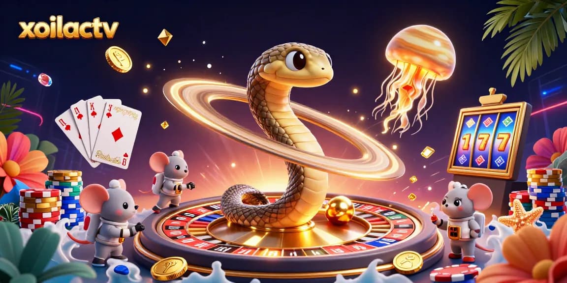 Experience thrilling sports betting excitement with xoilactv featuring animated characters and vibrant gambling elements.