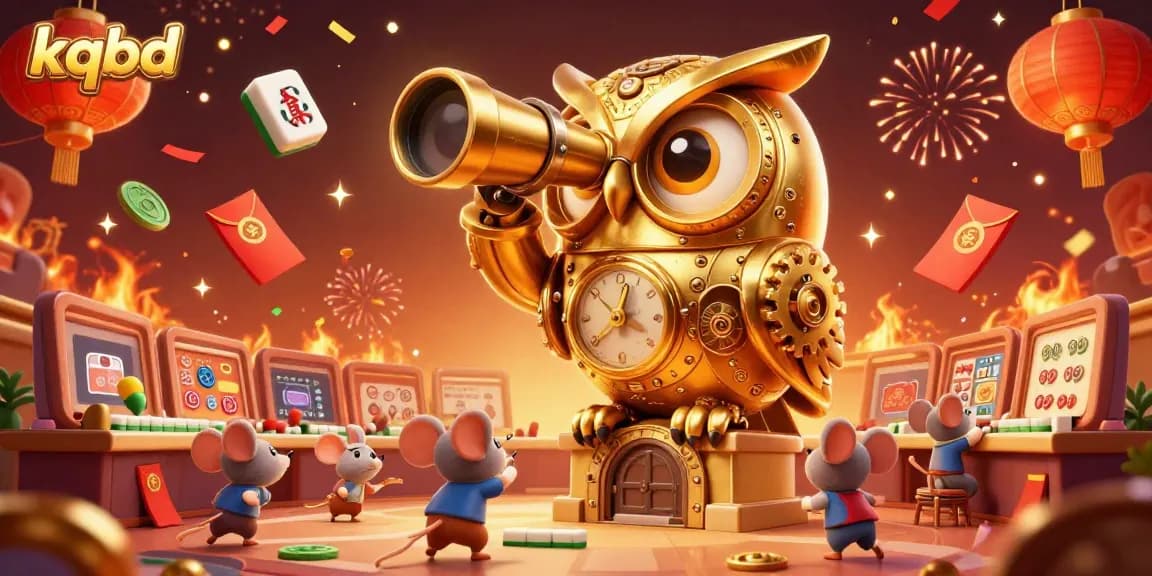 Bet on kqbd while observing a lively sports betting arena with a golden owl and mouse patrons.