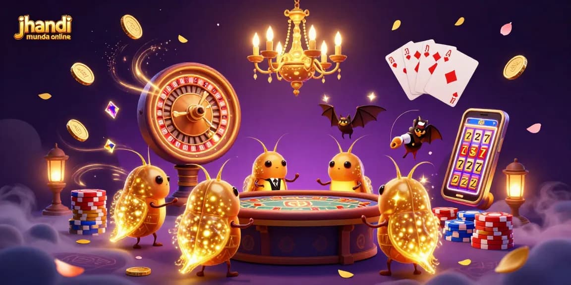 Experience the thrill of jhandi munda online with vibrant casino elements lighting up the scene, showcasing radiant excitement.