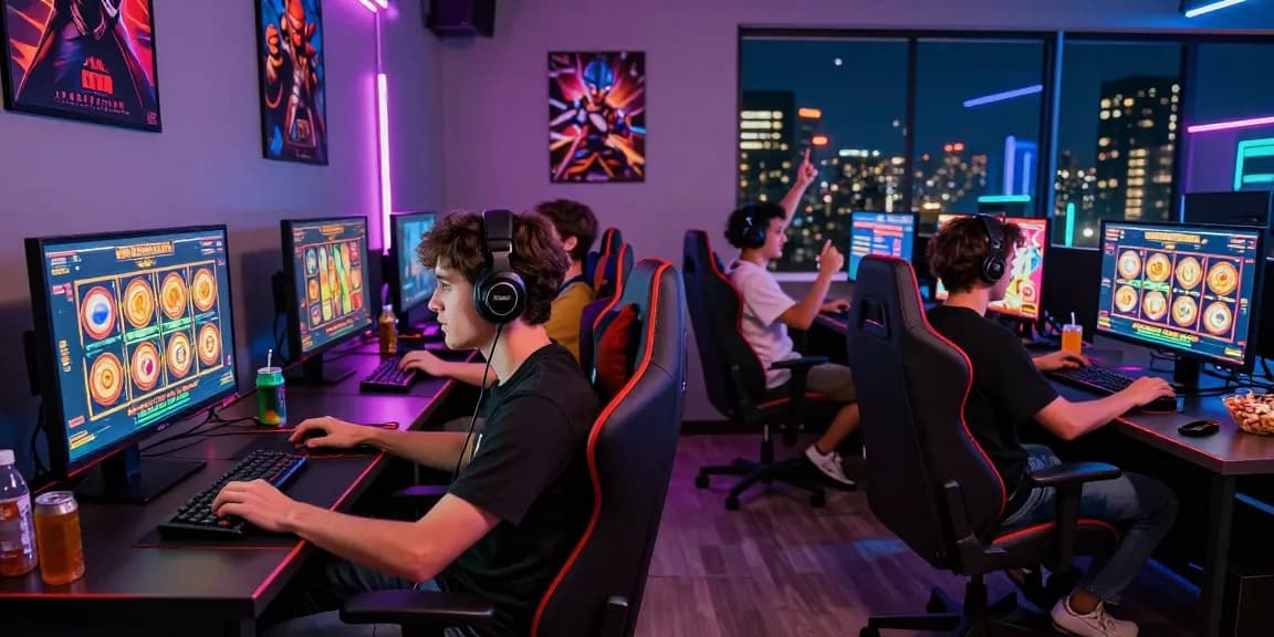Exciting online gaming moment at oppa86 with players enjoying vibrant slot games and social atmosphere.