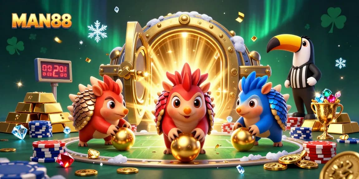Experience MAN88 with rival pangolins bowling through poker chips in an exciting casino adventure