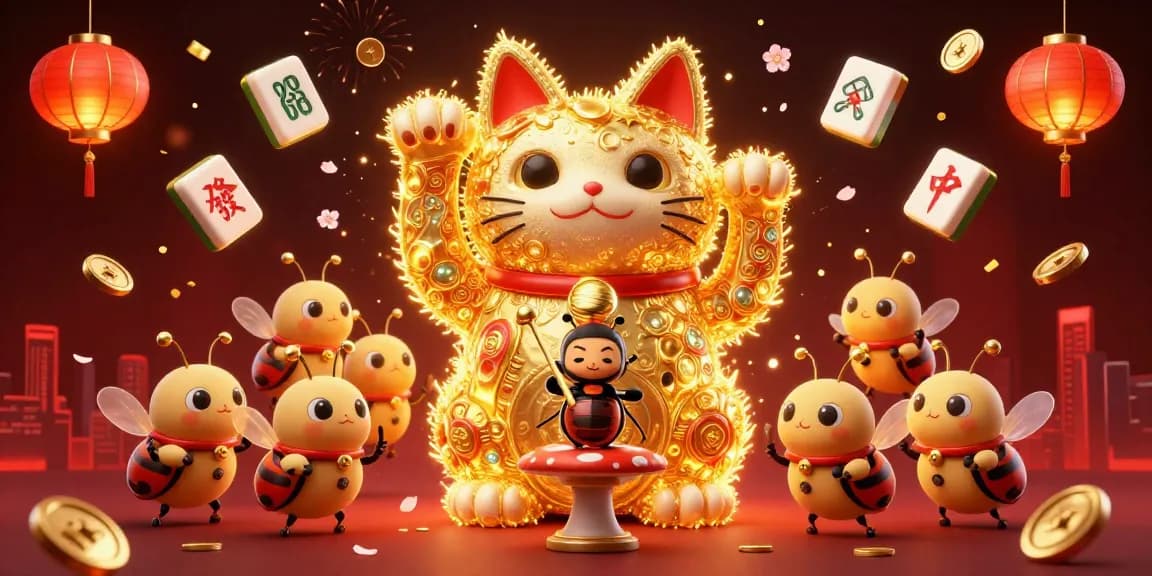 Engage with mahjong 2 dynamics in a vibrant 3D casino environment bursting with festive symbols.