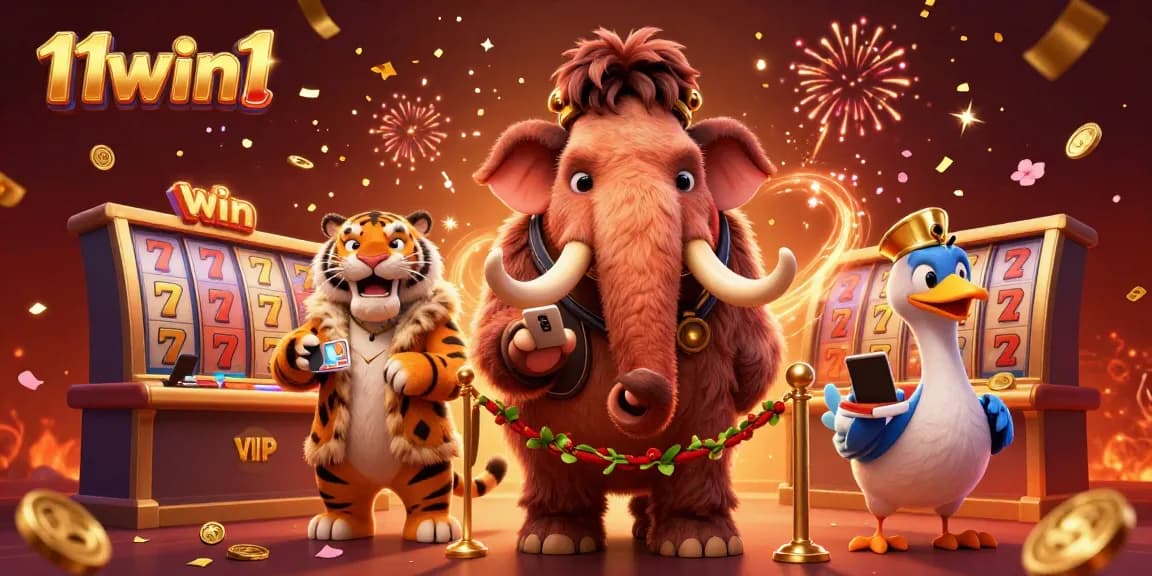 Experience thrilling slots action at 11win1 with our vibrant casino scene illustration.