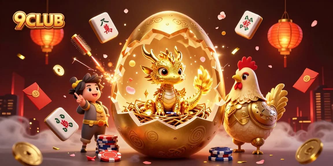 Experience excitement at 9CLUB with this dynamic casino-themed illustration.