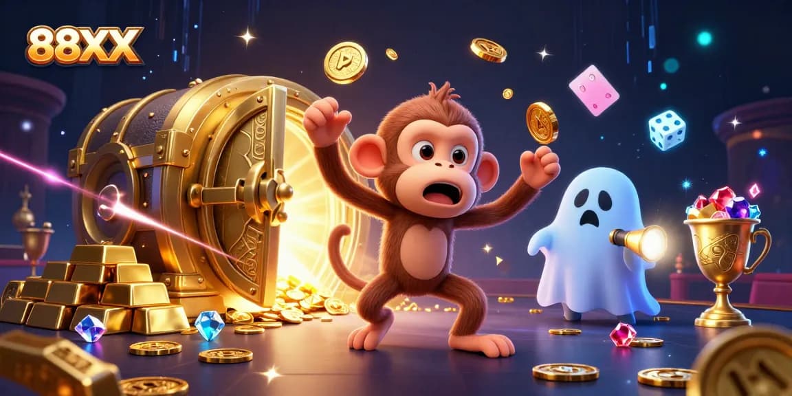 Experience the thrilling world of 88XX casino games with our vibrant haunted scene illustrating adventure and treasure.