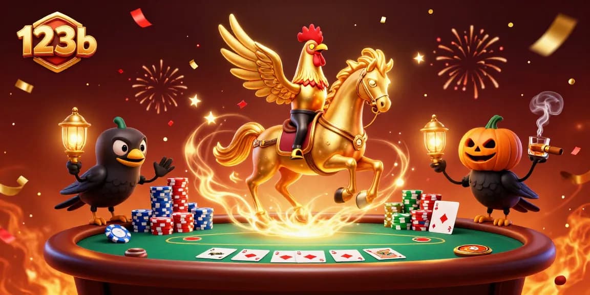 Engage with thrilling 123b gameplay featuring a golden rooster in a vibrant casino scene.