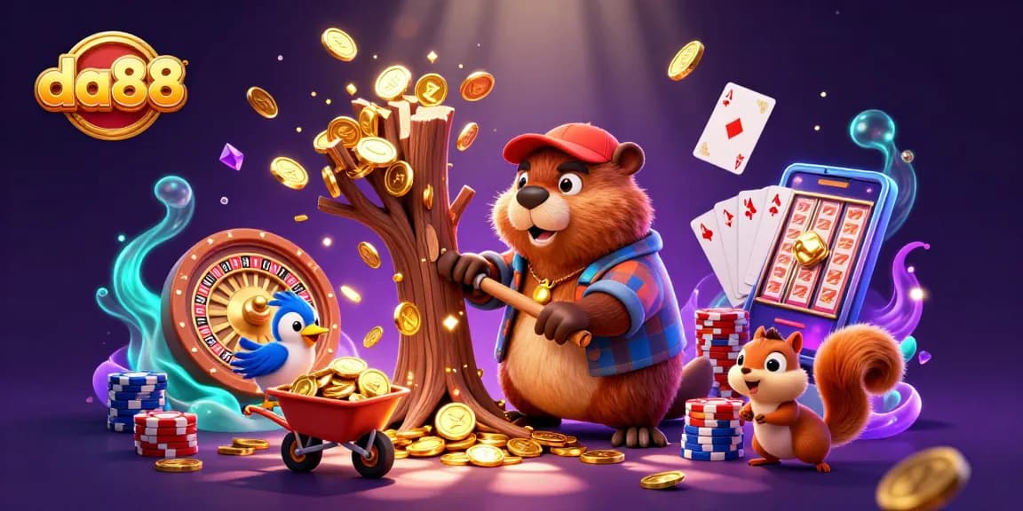 Spin the reels and collect winnings with da88 in this vibrant casino scene.