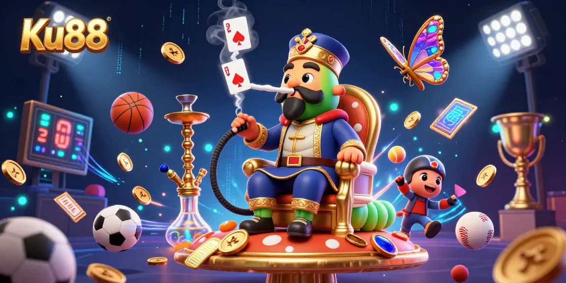 Experience thrilling gameplay at Ku88 with vibrant casino illustrations and action-packed elements.