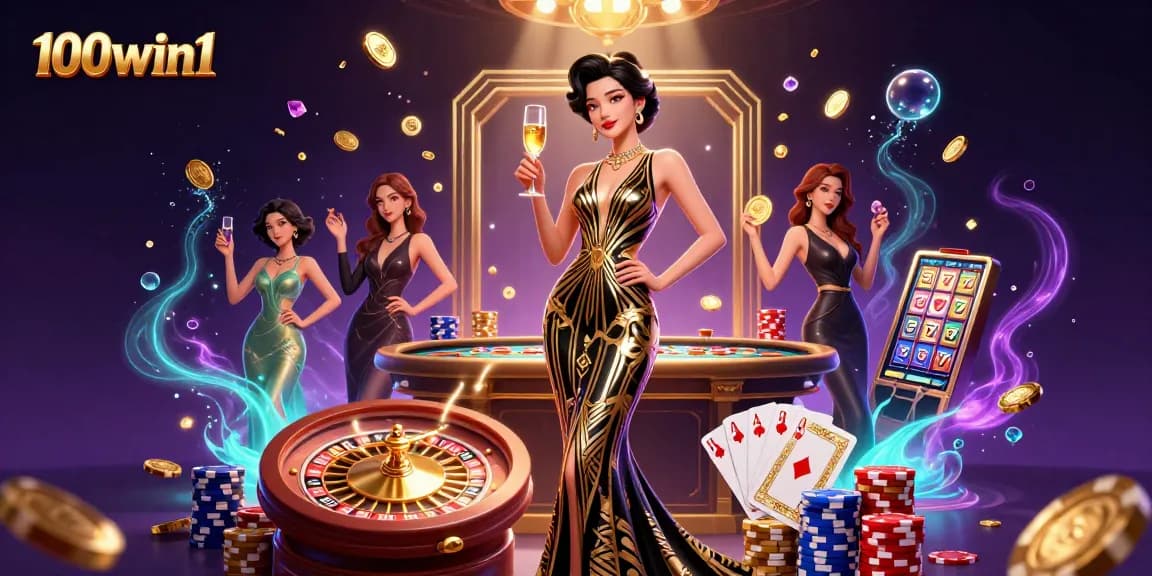 Experience thrilling games with 100win1, featuring glamorous casino action and dazzling elements.