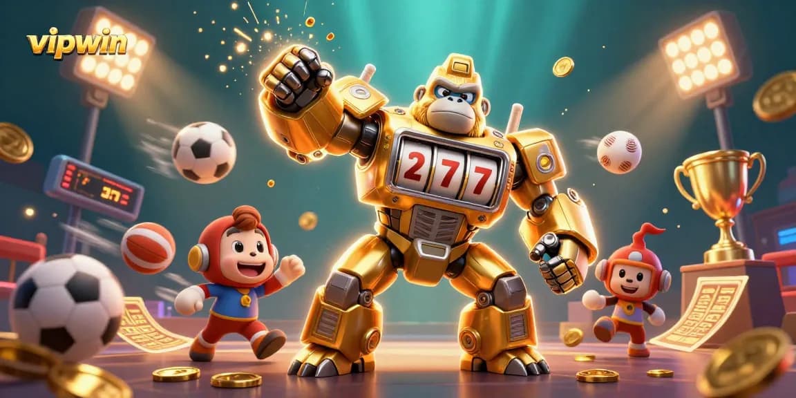Experience thrilling gameplay at vipwin with a futuristic gorilla mech and dynamic sports elements!