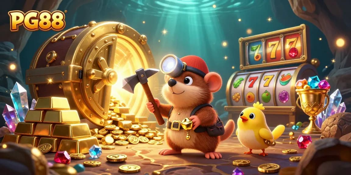 Engage with PG88's exciting casino experience featuring animated treasure hunters and slot games
