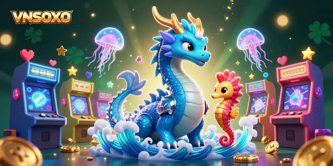 Enhance your winning strategies with VNSOXO, featuring colorful arcade elements and dynamic underwater characters.