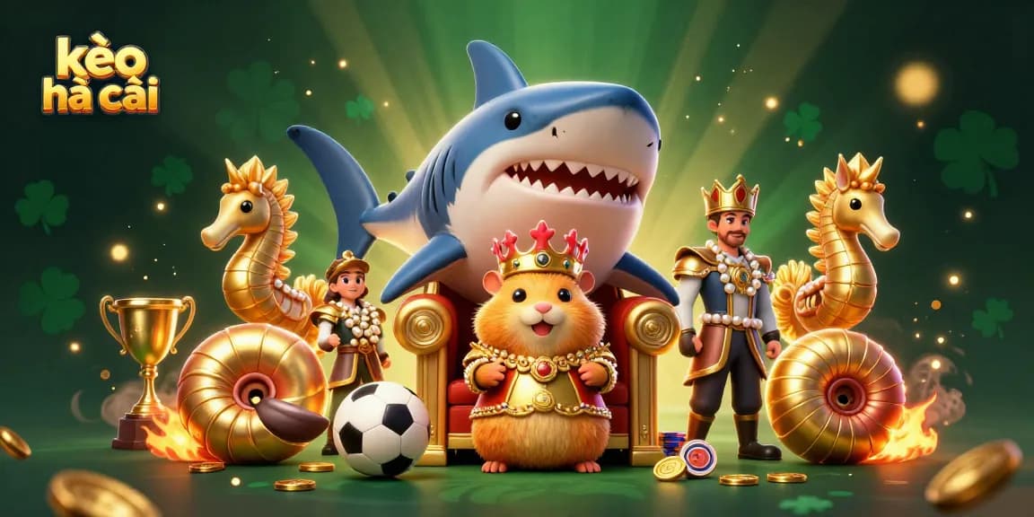 Engage in thrilling sports betting with kèo nhà cái amidst a vibrant 3D casino scene full of action.