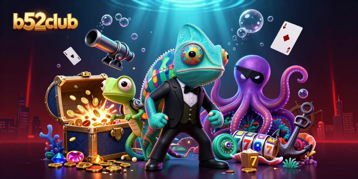 Engage in thrilling slots at b52club with vibrant characters and underwater treasures.