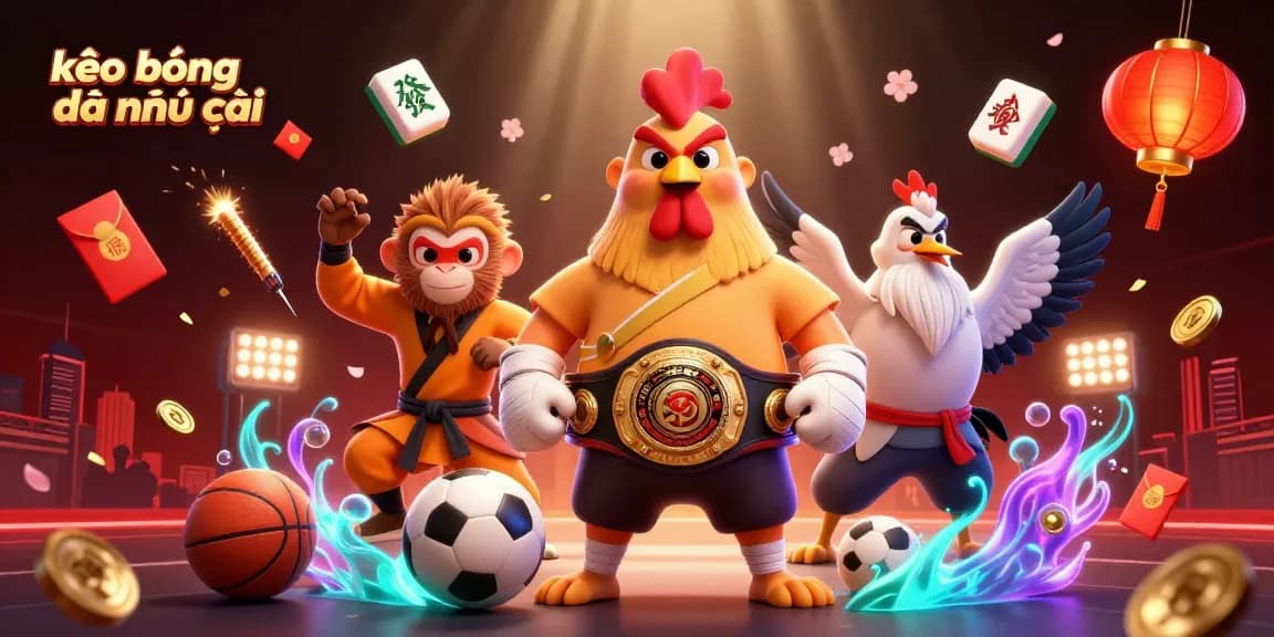 Experience the thrill of kèo bóng đá nhà cái with dynamic sports elements and exciting characters in action.