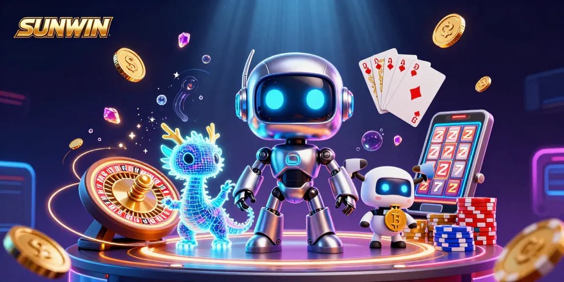 SUNWIN offers an exciting gaming experience with vibrant animations and dynamic currency elements in a casino setting.