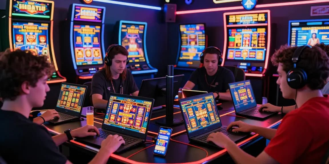 Engaged players enjoying thrilling online slot games in a vibrant digital environment.