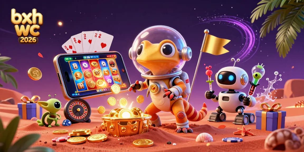 Engage with the bxh wc 2026 landscape featuring a playful Martian gecko amid exciting slot games.
