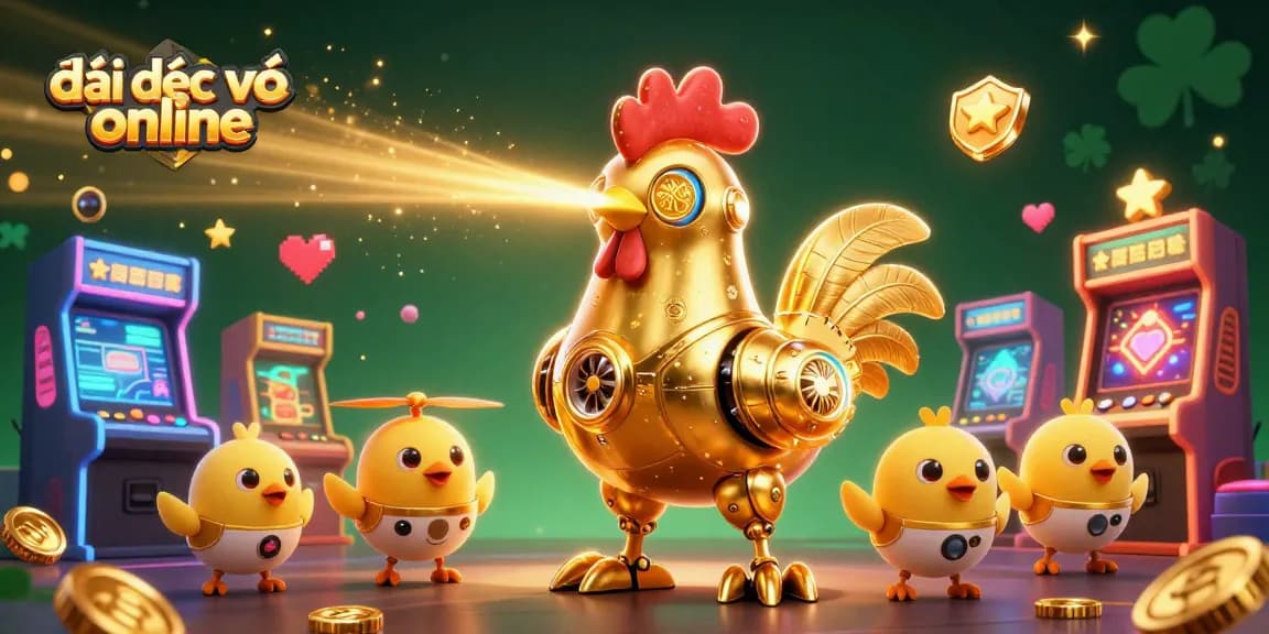 Engage in the thrilling đại dịch xác sống online experience with a golden rooster robot and baby chick drones in action.