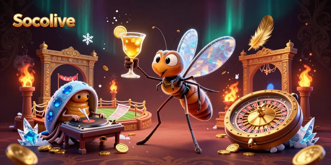 Socolive brings the thrill of sports betting to life with a cartoon mosquito mascot and dynamic elements.
