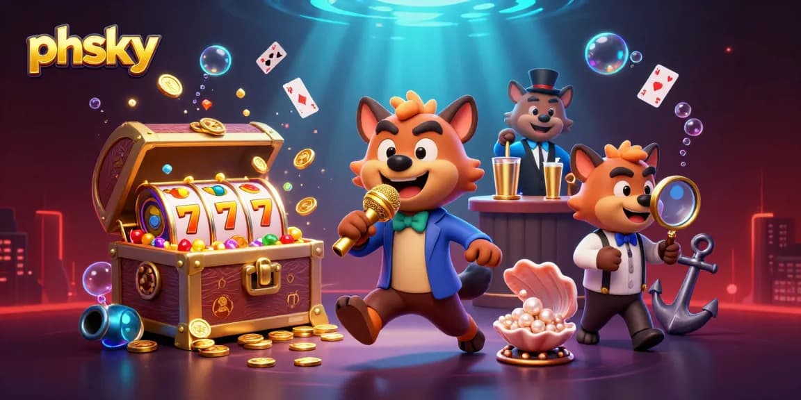 Experience the excitement at phsky's casino with lively hyena characters and vibrant game elements.