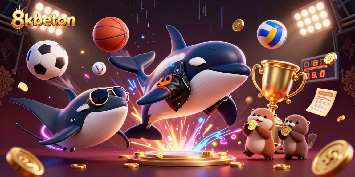 Experience thrilling moments with 8kbeton while winning gold coins and trophies in this casino scene.