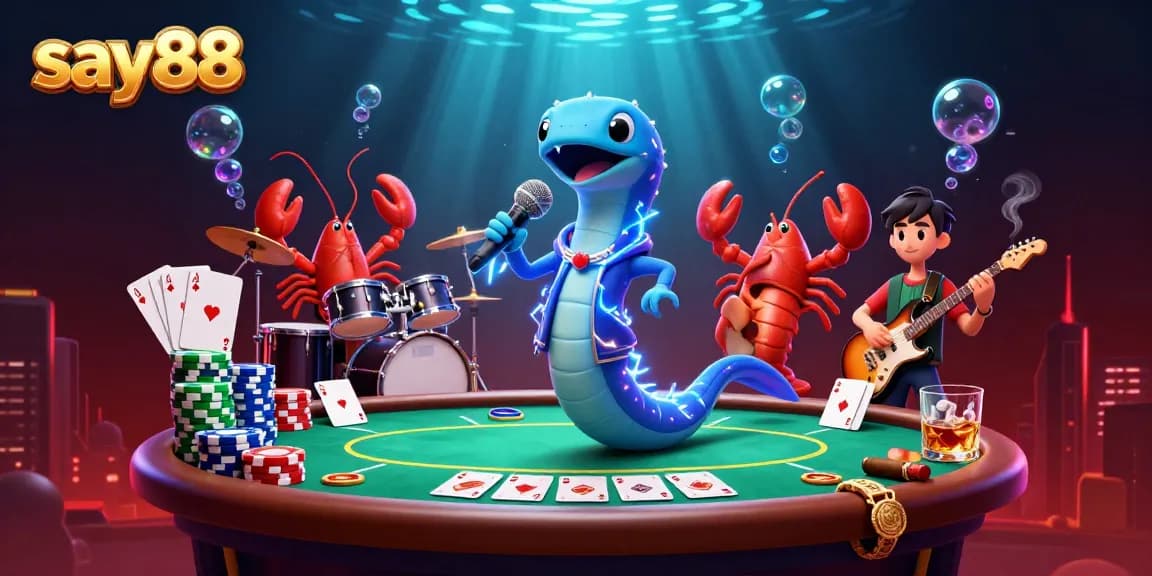 Experience the excitement of say88 as a DJ electric eel entertains in an underwater casino.