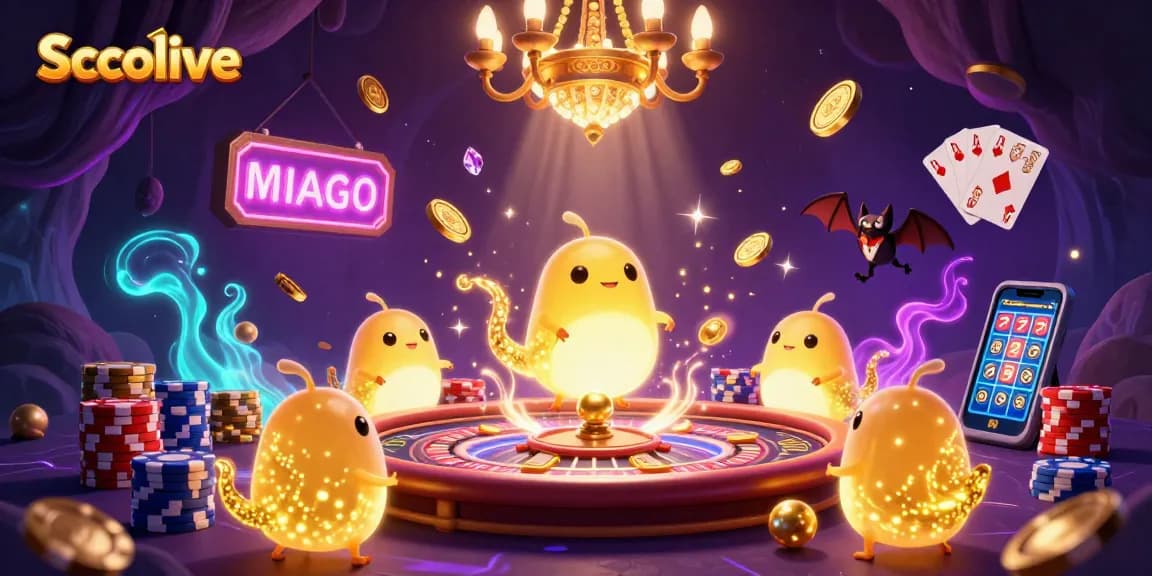 Socolive's vibrant gambling scene illuminated by glowworms amidst cascading coins and dynamic card table action.