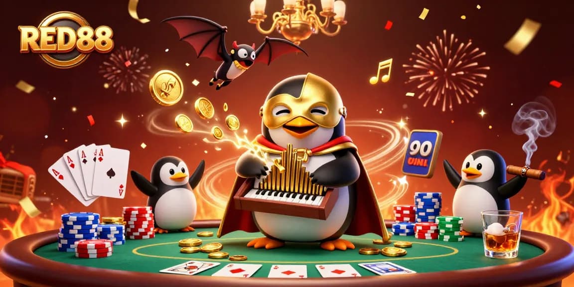 Engage with RED88 for thrilling poker action in an ultra-detailed 3D casino scene.