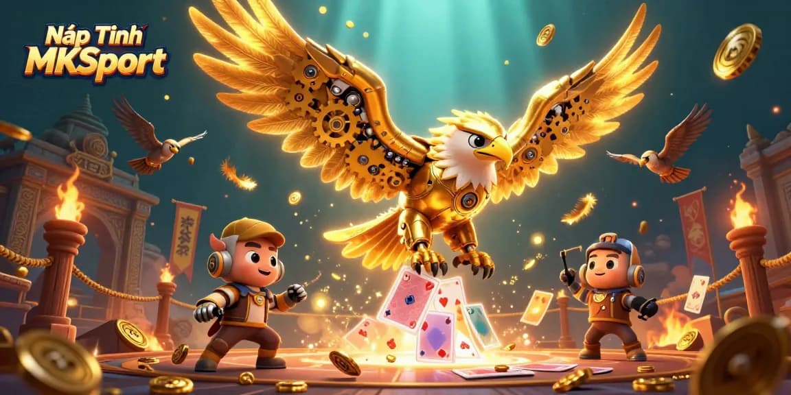 Nạp Tiền MKSport to engage in thrilling online betting experiences featuring a golden eagle in a dynamic casino setting.