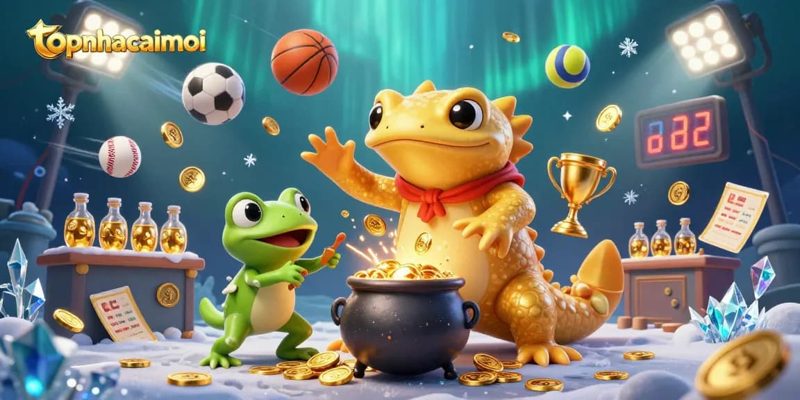Experience topnhacaimoi as a golden salamander creates wealth in a vibrant casino universe.