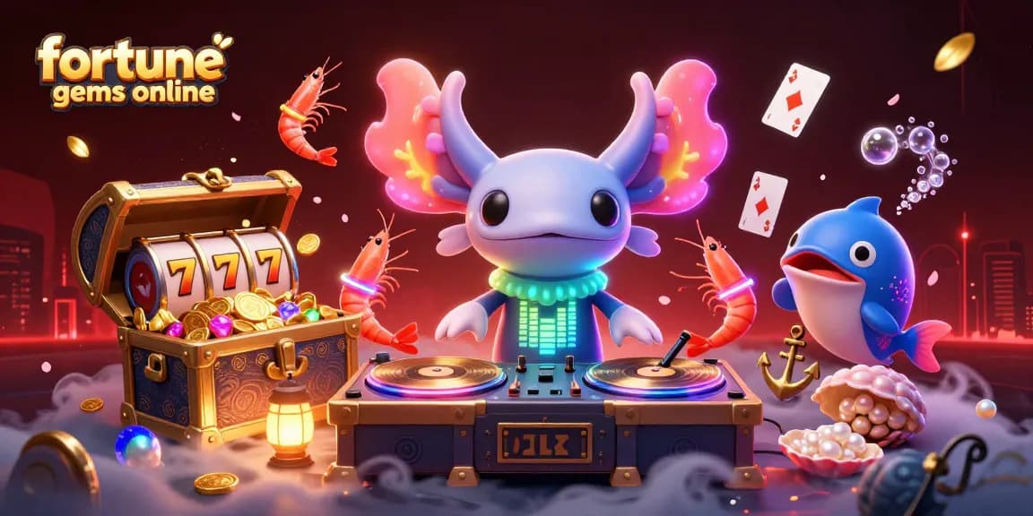 Engage in fortune gems online with a dynamic scene featuring vibrant characters and casino elements.