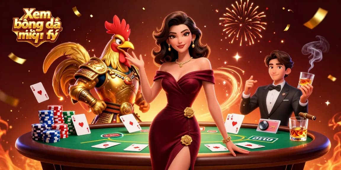 Experience Xem bóng đá trực tiếp miễn phí with dynamic action around a glamorous casino scene.
