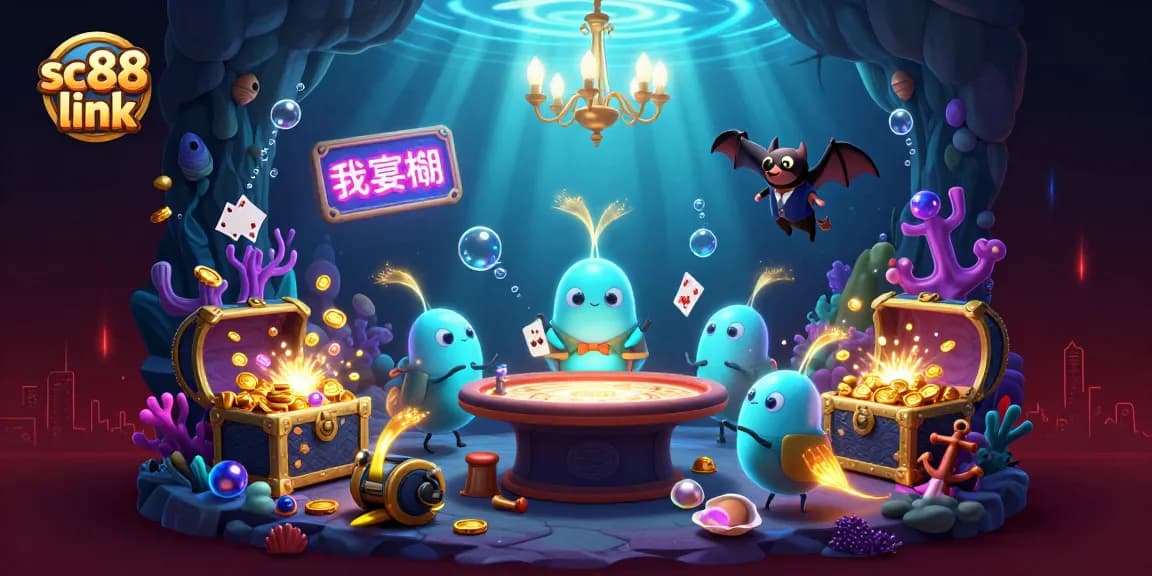 Experience the excitement of sc88 link with glowing characters in an animated underground casino scene.