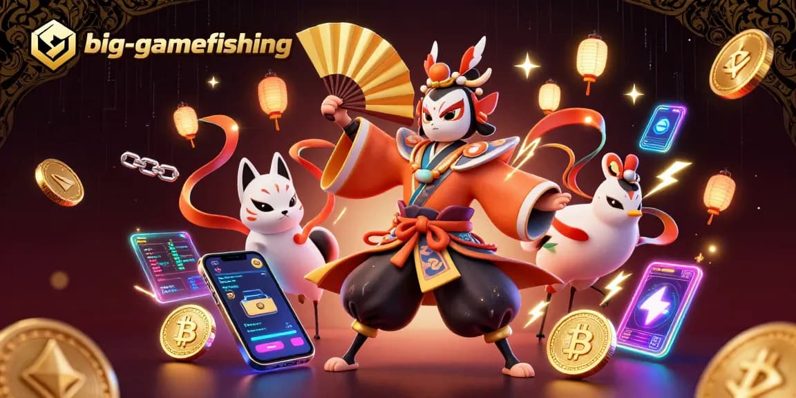 Engage in big-gamefishing with vibrant 3D gambling characters and dynamic crypto elements.