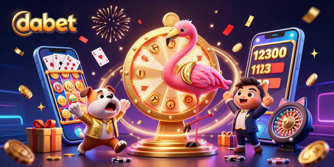 Spin the winning prize on dabet's exciting slot adventure with festive characters and game elements.