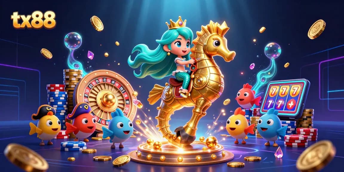 Experience the excitement of tx88 casino with a vibrant underwater mermaid scene full of riches and adventure.
