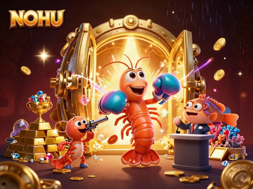 Experience thrilling jackpots with NOHU's dynamic gaming adventure showcasing vibrant 3D characters.