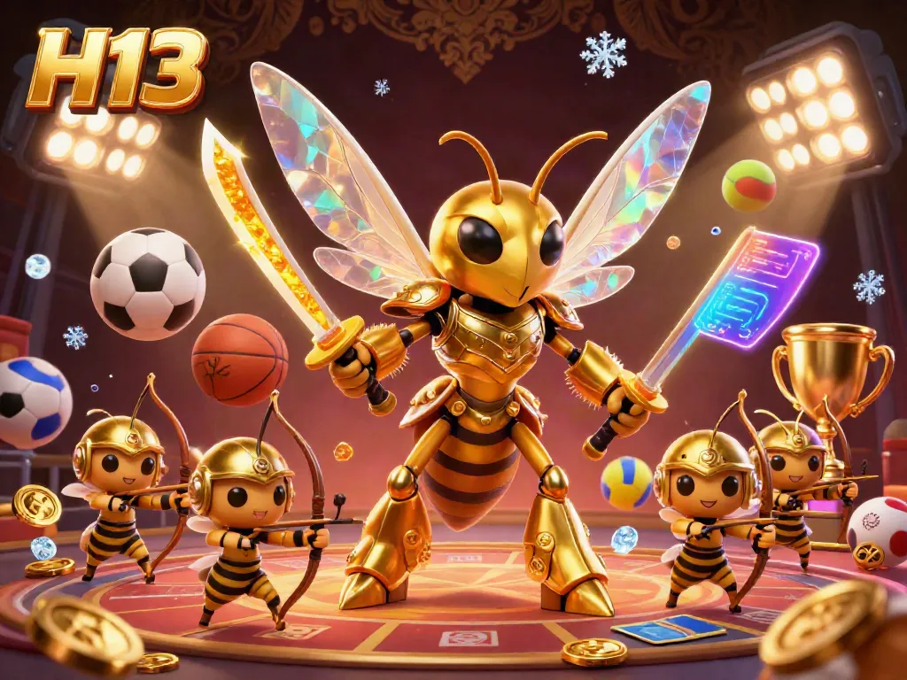 Engage in thrilling gameplay at H13, featuring a vibrant casino scene with dynamic sports elements and captivating characters.