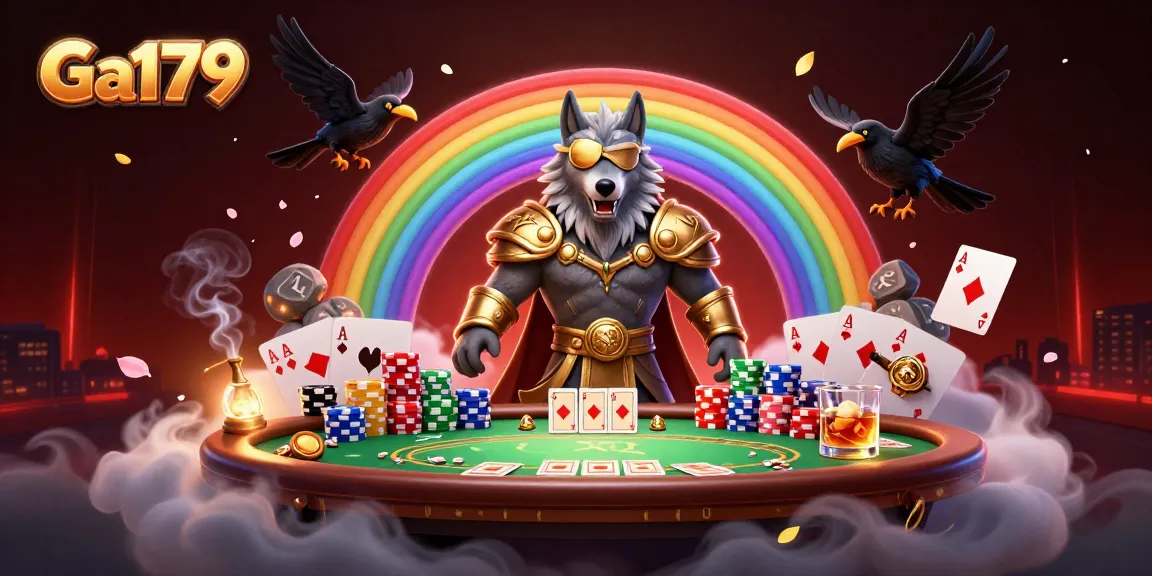 Experience the thrilling action at Ga179's vibrant casino scene featuring colorful poker elements.