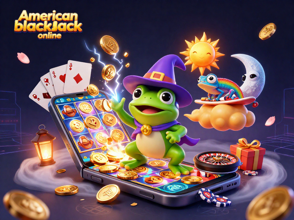 Experience the thrill of american blackjack online with dynamic characters and vibrant casino elements.