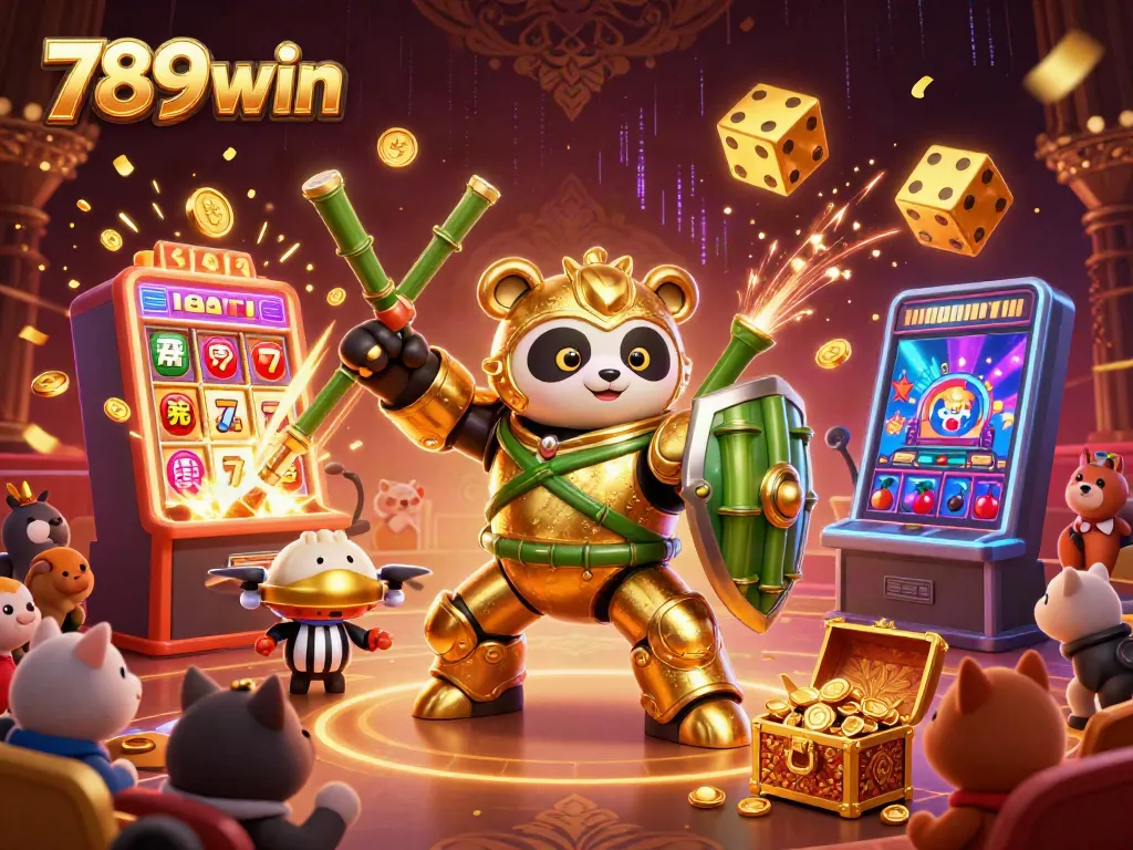 Engage with 789win’s thrilling gaming experience, illustrated with a dynamic casino scene featuring exciting game elements.