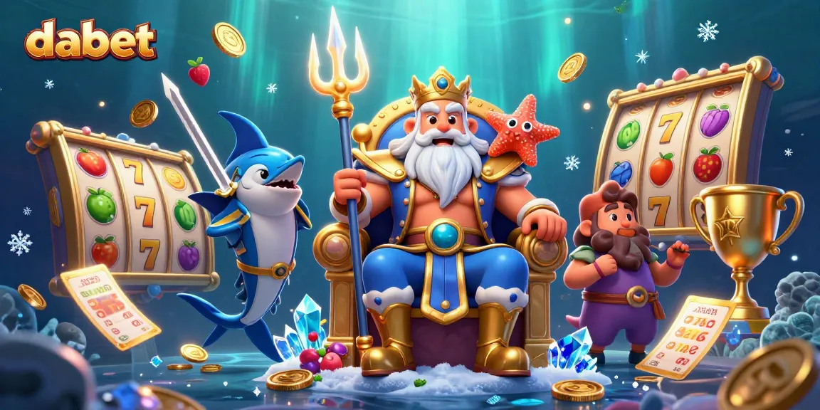 Play exciting slot games with dabet featuring Neptune in a vibrant underwater casino scene.