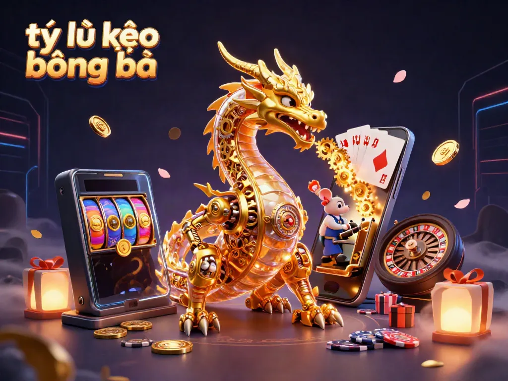 Engage in thrilling betting experiences with tỷ lệ kèo bóng đá showcased in a vibrant 3D dragon and gaming scene.