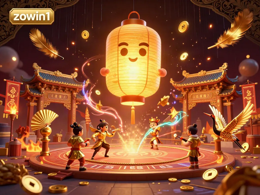 Experience the enchanting night market casino atmosphere with zowin1's golden lantern spirit and warriors.