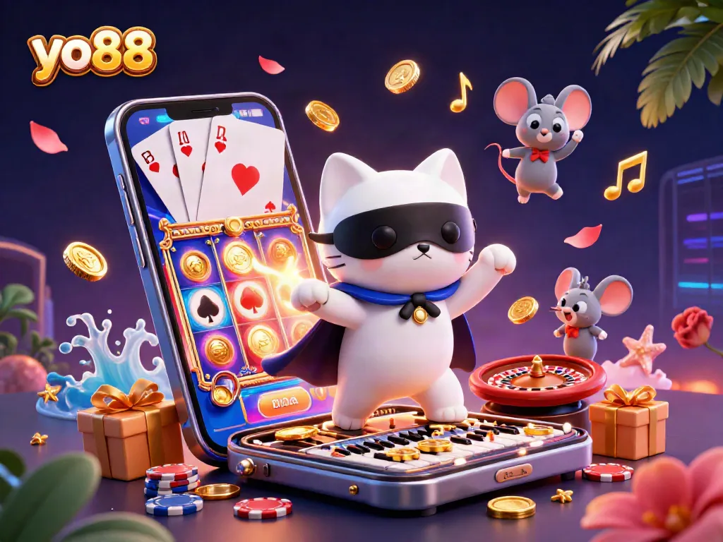 Experience exhilarating wins with yo88's vibrant 3D casino scene featuring dynamic gameplay elements.