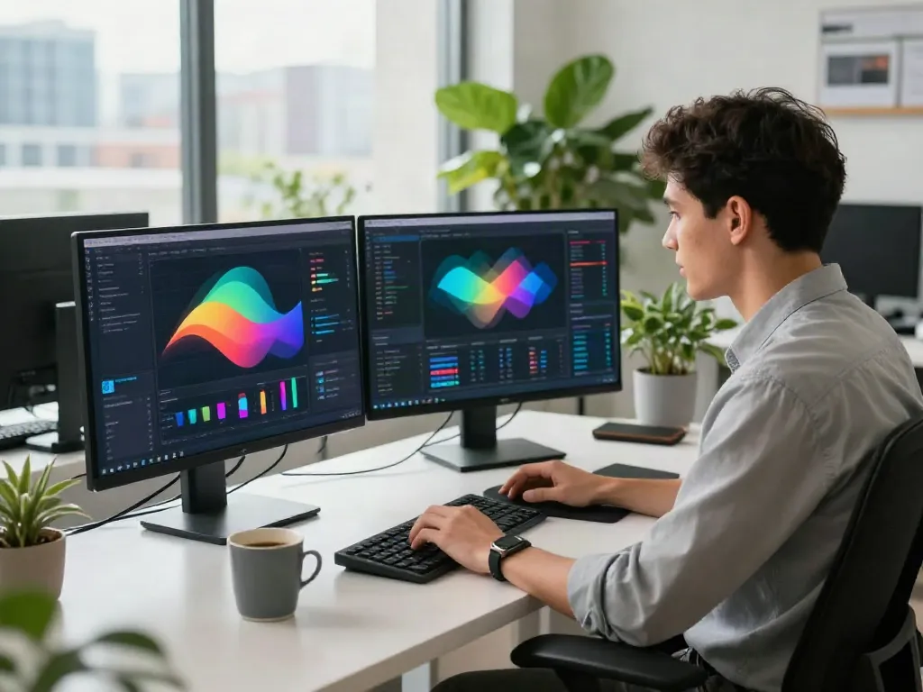 SEO specialist configuring instant indexing tools at modern workspace