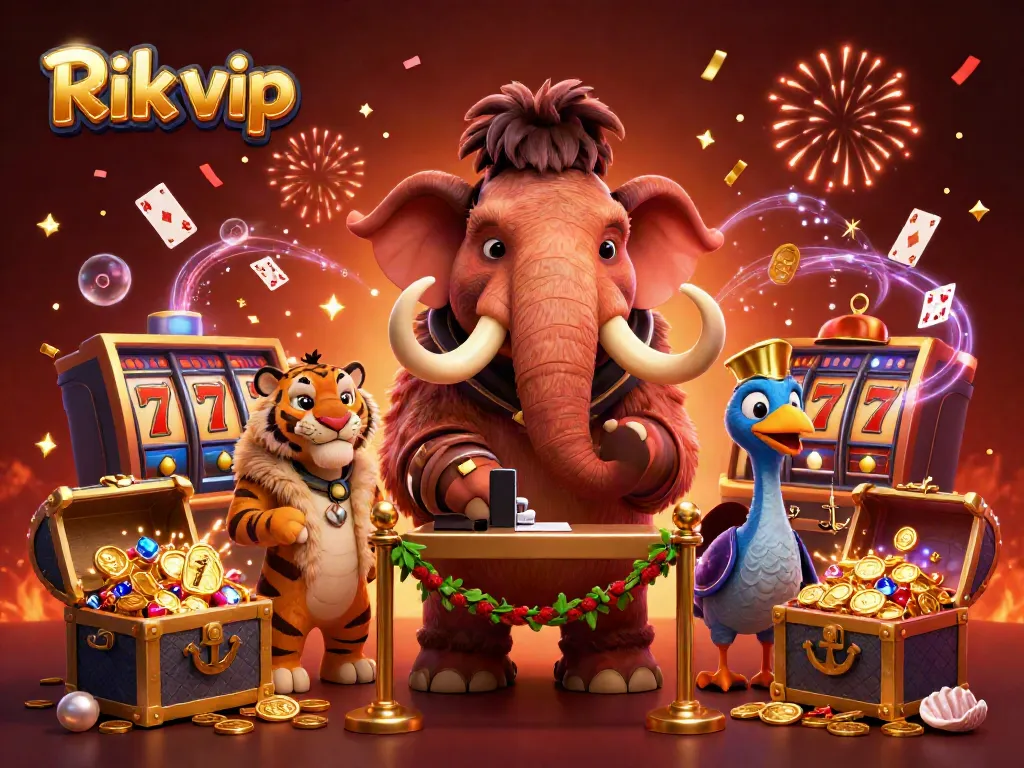 Experience the excitement of Rik vip with a 3D casino scene featuring whimsical characters and vibrant gaming elements.